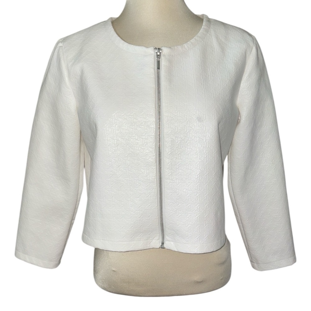 Sienna & Bellini jacket cropped length wrist length sleeves front zipper Sz L/XL